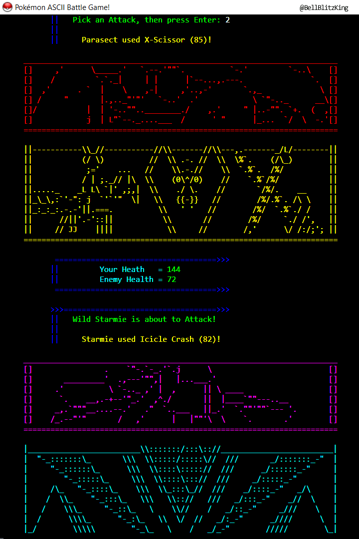 Pokemon ASCII Battle Game in-game screenshot 4